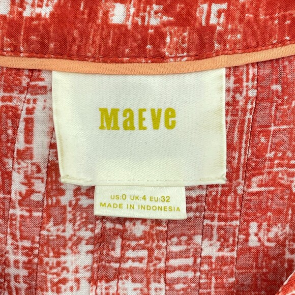 MAEVE Calia Long Sleeve Roll Tab Button Down Orange Tunic Top Size 0 - Picture 5 of 6